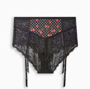 Retro Microfiber And Lace Cheeky Panty With Garter